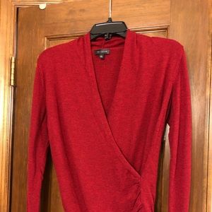 The Limited Cranberry Faux Wrap Sweater - Medium